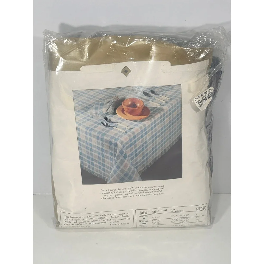 Bardwil Linens Gretchen Stained Glass Plaid Tablecloth Oblong 60x84 Vintage USA